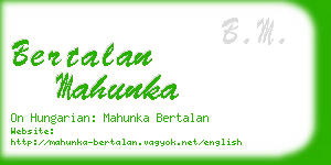 bertalan mahunka business card